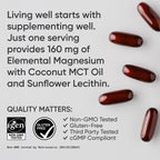 Sports Research® Magnesium Glycinate - Supports Restful Sleep & Enzymatic Processes - 160 mg Chelated Magnesium - Vegan Capsule - 180 Count