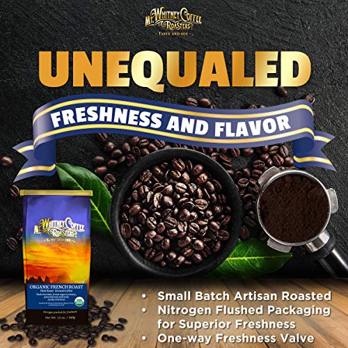 Mt. Whitney Organic French Roast, Dark Roast, Low Acid Coffee (Ground, 12 Oz)