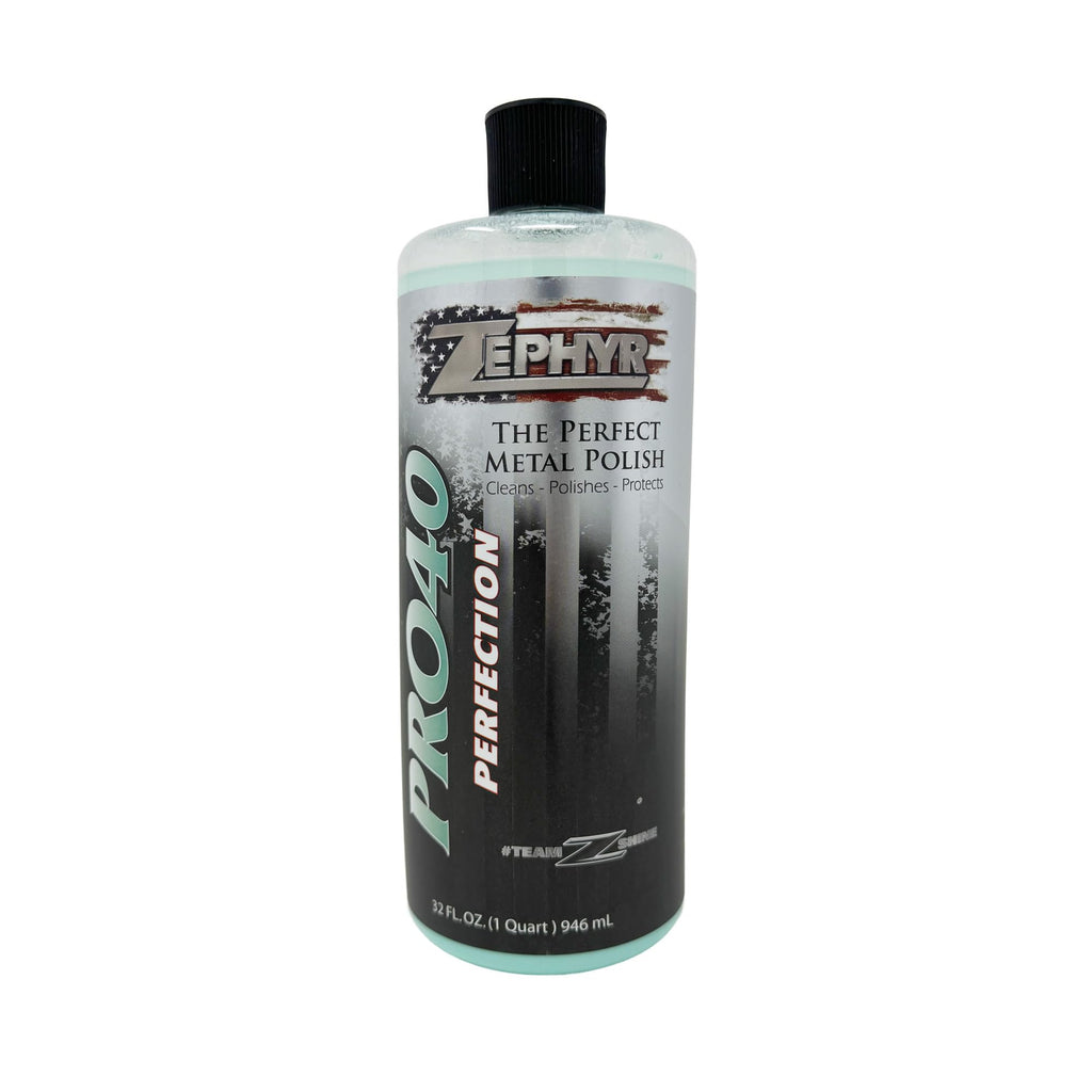 Zephyr - Pro 40 Perfection Liquid Metal Polish - Stainless Steel & Aluminum Polish for Big Rigs, Semi Trucks, Fuel Tanks, & More - 32 oz