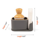 Full Circle Bubble Up Combo — Family Safe, Formaldehyde-Free – Gray Ceramic Soap Dish with Plant-Based Sponge & Bamboo Dish Brush – Versatile Kitchen Scrub Brush Set for Pots, Pans, Counter & Ovens