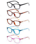 EFE Reading Glasses Readers for Women Ladies 2.0 Lightweight Full Frame Spring Hinge Eyeglasses 5 Pack (Mix Color, 2.00)