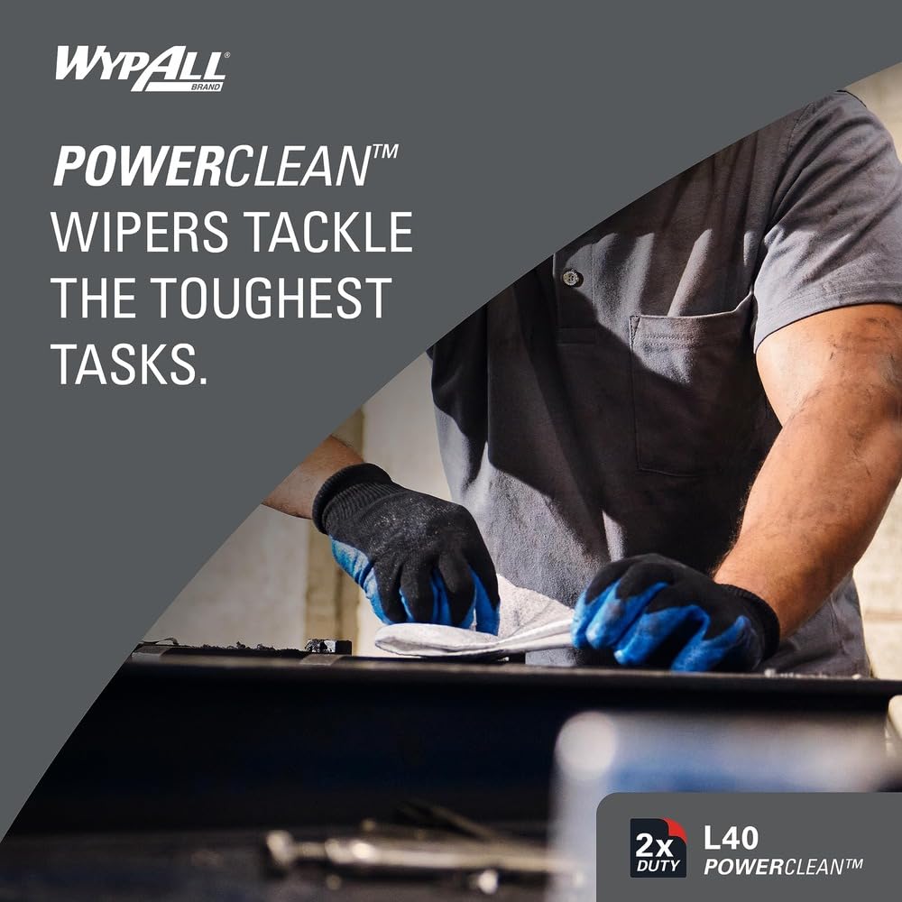 WypAll PowerClean L40 Extra Absorbent Towels, Jumbo Roll 750 Sheets (05007)