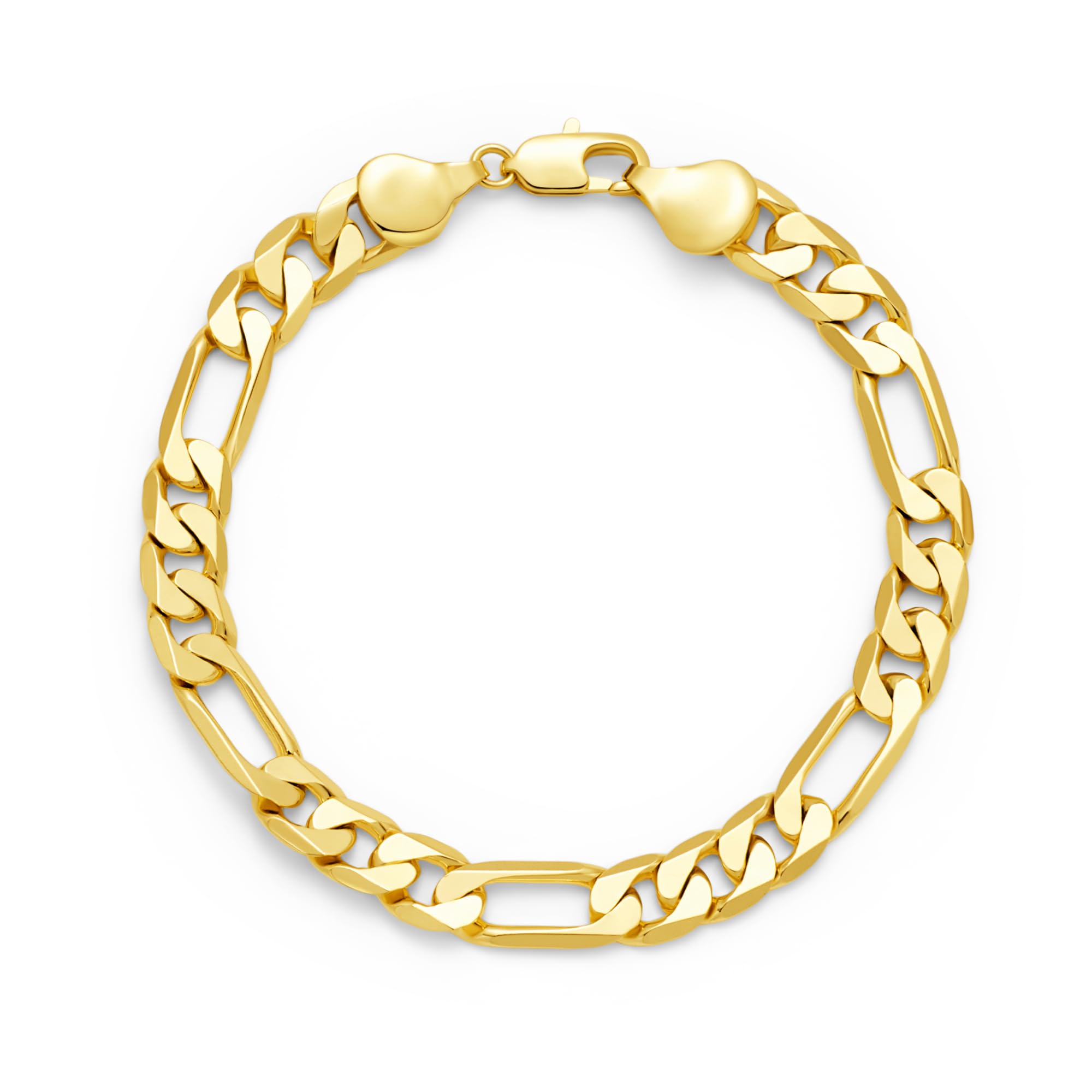 AHSIWC 14K Gold Bracelets for Women & Men Trendy Dainty 7mm Figaro Bracelet for Men Hypoallergenic Gold Chain Bracelet for Women Jewelry Gifts