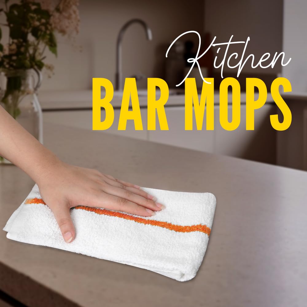 Avalon Towels Terry Bar Mop Towels (Value Pack of 60) Size 16"x19" – Absorbent and Durable, Multipurpose Cleaning Rags, Cotton Cleaning Cloths, Terry Cloth Rags, Reusable Shop Rag