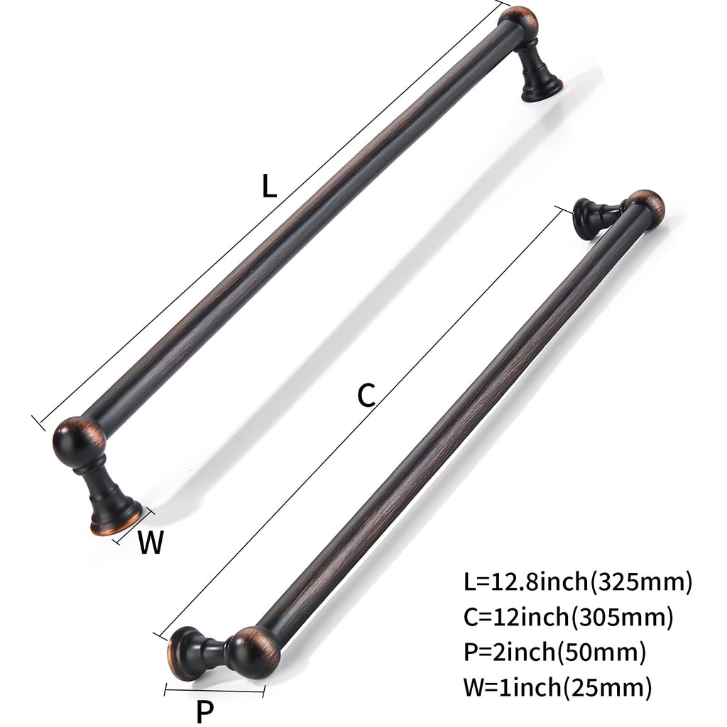 khtumeware 1 Pack Appliance Handle Pull 12 Inch Hole Center Oil Rubbed Bronze Cabinet Pulls Heavy Duty Solid Cabinet Handles cabinets Dressers Kitchens Handles Bathroom cabinets