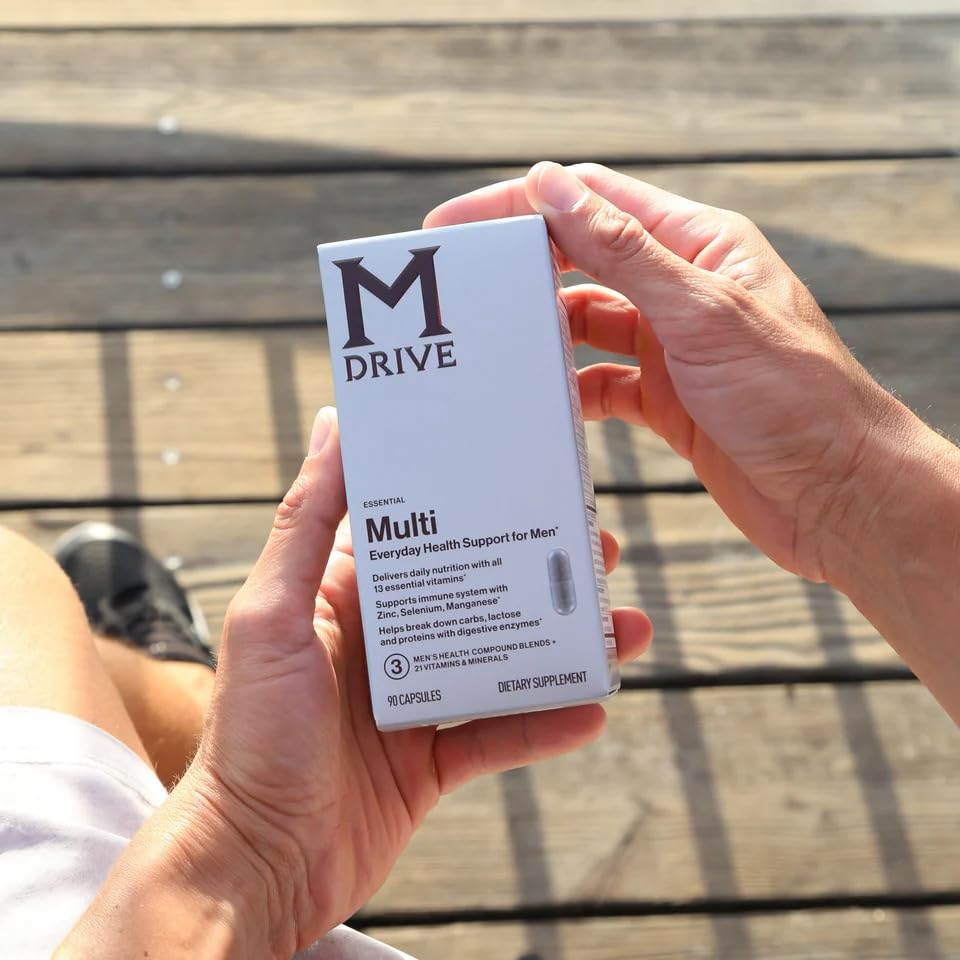 Mdrive Multivitamin for Men, Daily Multivitamin - Immune Health Support from Zinc, Selenium, Manganese & Vitamin D, Enzymes for Digestive Support, CoQ10 for Energy and Vitamin K2, 90 Capsules