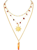 Layered Crystal Sun Necklace, Gothic Boho Hippie Summer Beach Necklace