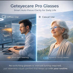 Geteyecare Pro Glasses, Upgraded Blue Light Blocking Reading Glasses, Auto Focus Glasses Self Adjusting Unisex (Gold+Silver)