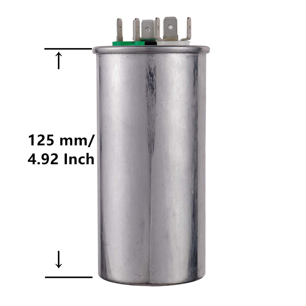BOJACK 70+5uF 70/5MFD ±6% 370V/440V CBB65 Dual Run Circular Start Capacitor for AC Motor Run or Fan Start or Condenser Straight Cool or Heat Pump air Conditioner