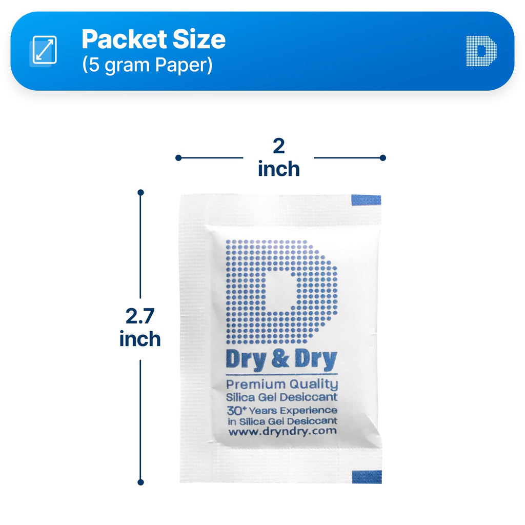 Dry & Dry 5 Gram [30 Packets] Silica Gel Packets Silica Gel Desiccants, Silica Gel Packs - Rechargeable Moisture Absorbers for Food Storage, Electronics, 3D Filament & Safes