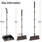 CTIME Broom and Dustpan Set, Extra Brush Head & 52" Adjustable Long Handle Standing Dustpan Set, with Dust Pan Teeth to Clean Pet Hair, Easy Sweeping Suitable for Home Kitchen Office Lobby