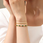 GexTyde Gold Birthstone Bracelet for Women, 18K Gold Plated Layered Jewelry Bracelet Set, Womens Dainty Stackable Bracelets Link Paperclip Chain Valentines Day Gift for Wife Her