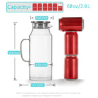 Bivvclaz 2 Liter 68 oz Glass Pitcher with Lid and Handle, Glass Carafe for Hot/Cold Water, Large Iced Tea Pitcher for Coffee, Juice and Homemade Beverage