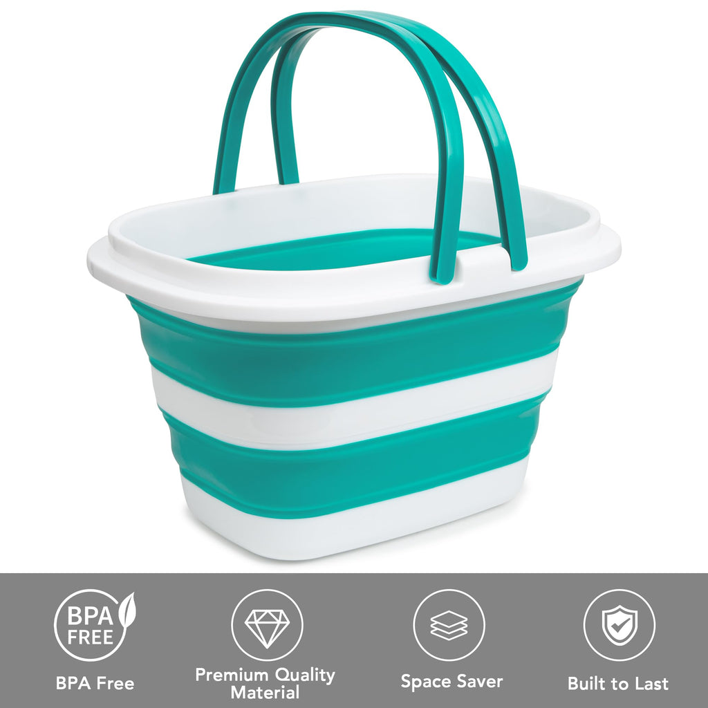 2 Pack Collapsible Mop Bucket, 16L(4.2 Gal) Plastic Bucket for House Cleaning, Car Washing, Silicone Cleaning Supplier Organizer, Portable Basket with Handle for Laundry Storage, RV Camping, Fishing
