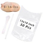 Poultry Shrink Bags,50 Pack 13x18Inches Clear Poultry Heat Shrink Wrap Freezer with 50 Zip Ties,a Silicone Straw for Chickens,Rabbits