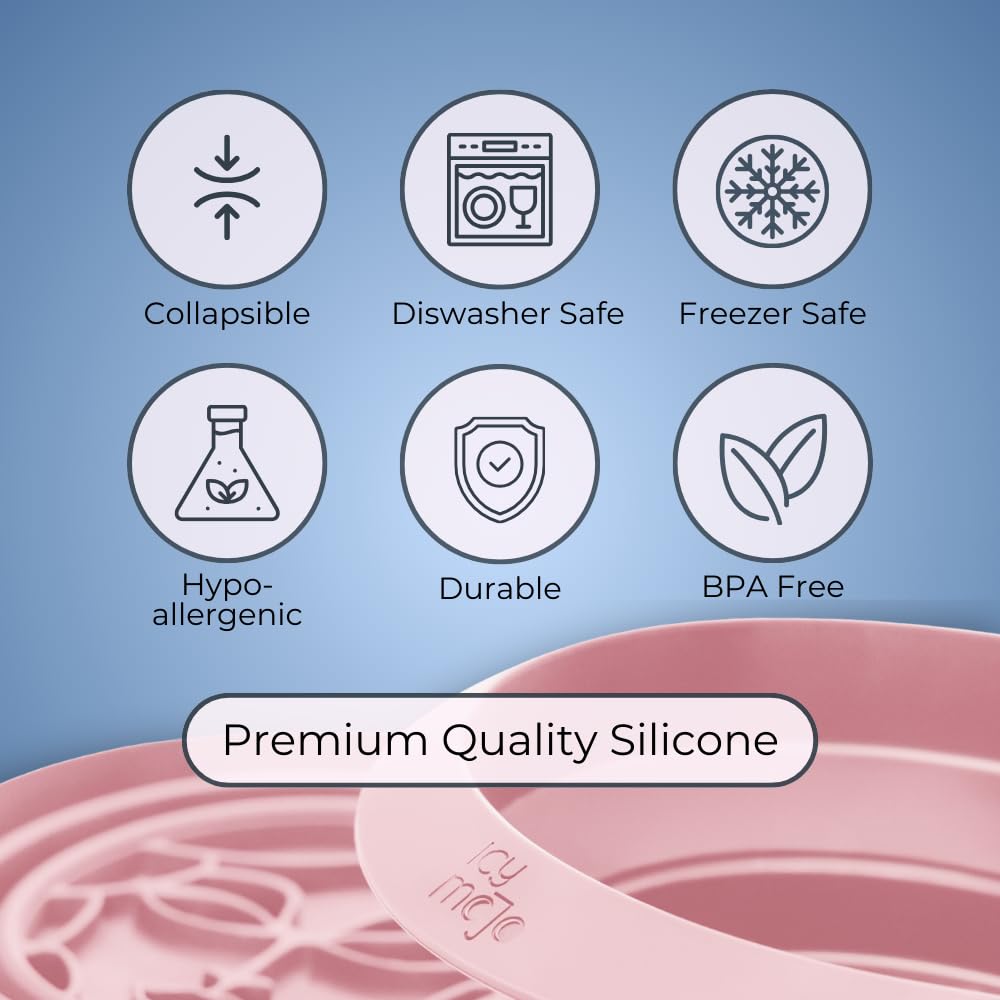 Icy-Mojo Facial Cold Plunge™ | Collapsible Silicone Ice Facial Bowl with Built-In Ice Tray | Portable Face Ice Bath for Skin Tightening, Puffiness, Acne Relief & Glow (Soft Pink) (Soft Pink)