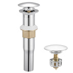 KES Bathroom Sink Drain with Strainer Basket Hair Catcher Anti Clog Pop Up Drain Stopper Vanity Vessel Sink Without Overflow, Polished Chrome S2013D-CH