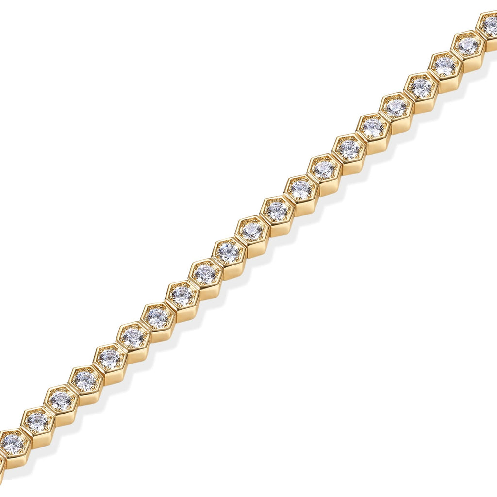 PAVOI CZ Tennis Bracelet for Women, 14K Gold Plated, Yellow Gold, 7IN