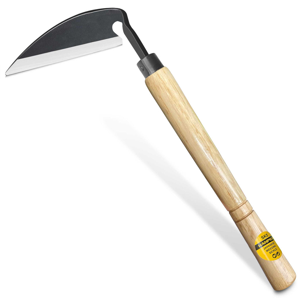 Hanpex - Japanese Weeding Sickle, Wide Blade Gardening Tools - Premium Quality Hand Hoes/Weeding Sickle Have Very Sharp Edge for Quick Work (Long Handle)