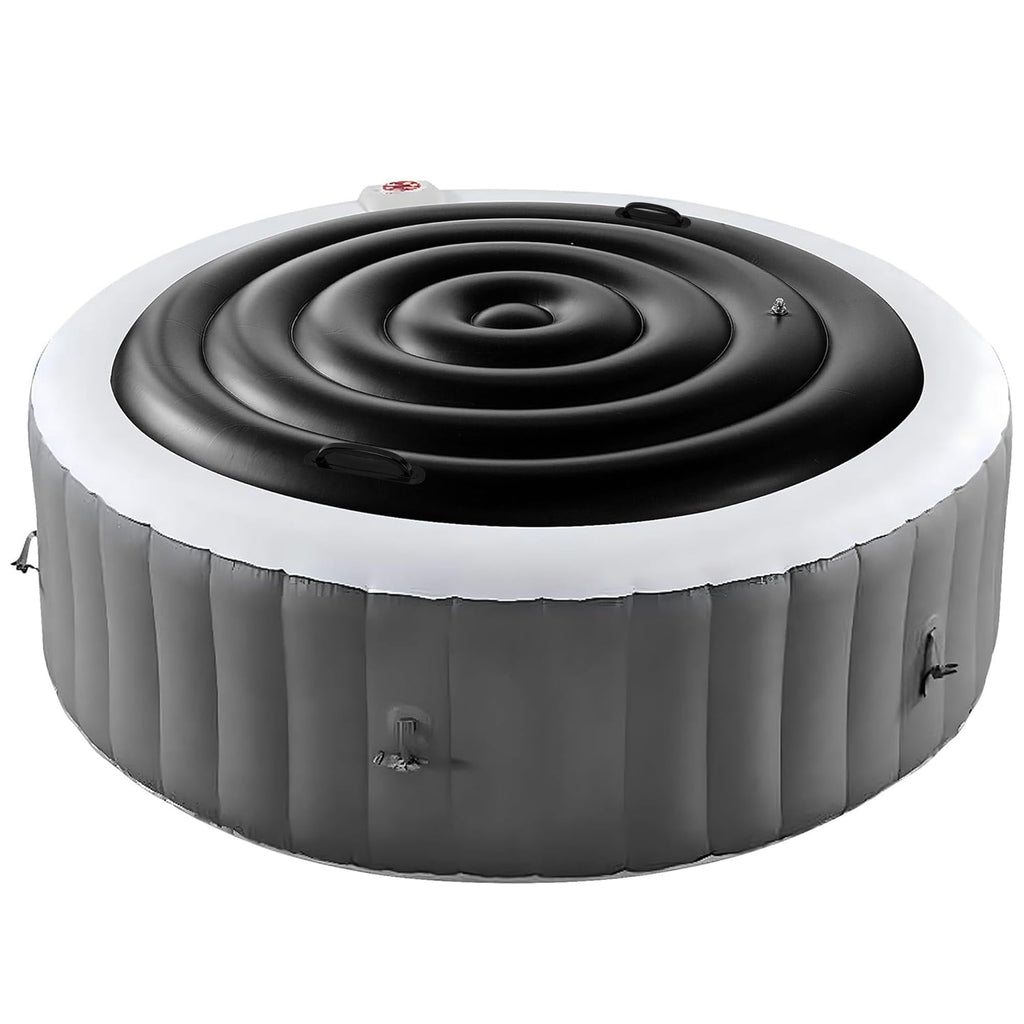 Tlswshsy 4.5 Ft Inflatable Hot Tub Cover- Energy Saving lid for Round Hot Tub- Foldable Protective Rain Overflow Cover for Outdoor Inflatable Hot Tubs (Black)
