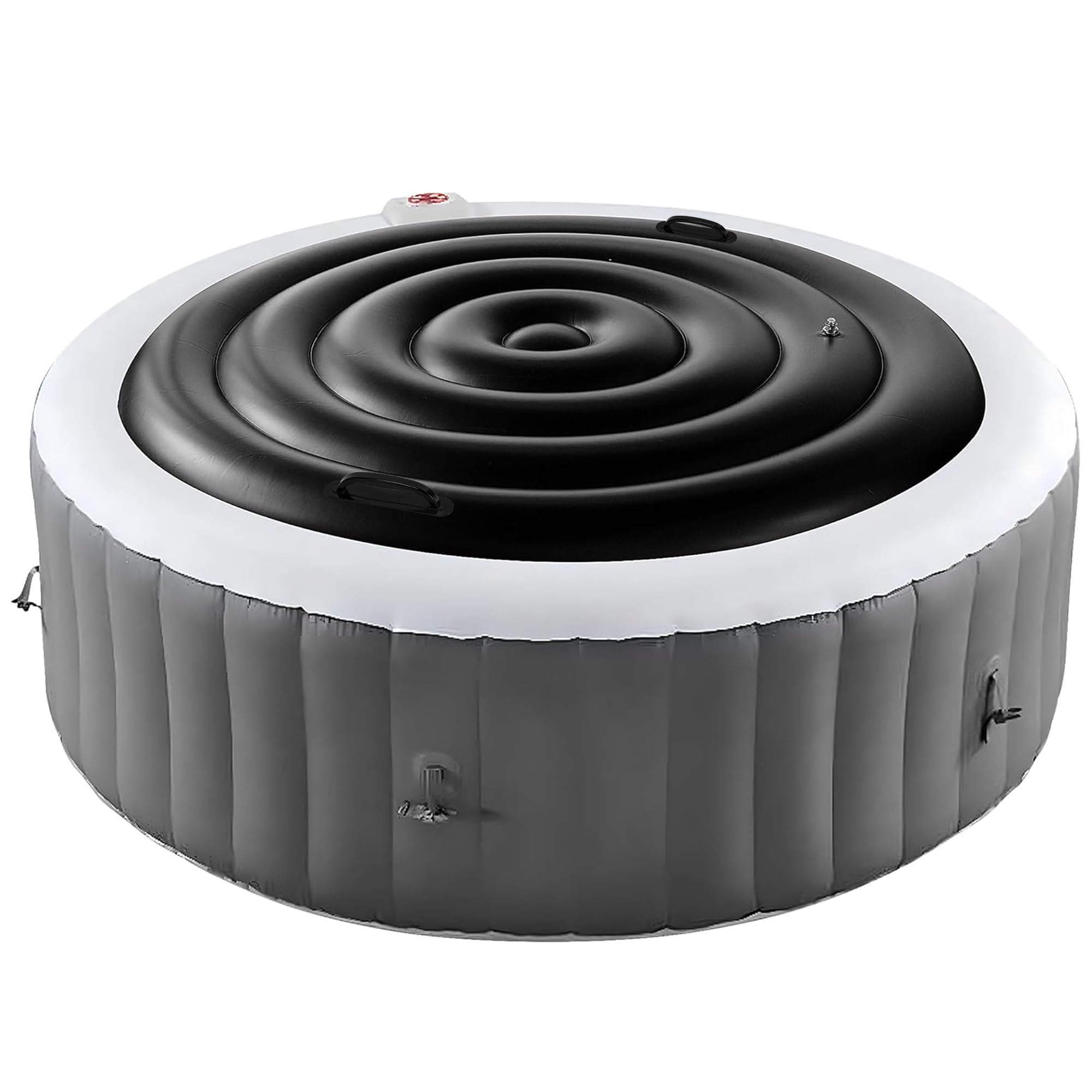 Tlswshsy 4.5 Ft Inflatable Hot Tub Cover- Energy Saving lid for Round Hot Tub- Foldable Protective Rain Overflow Cover for Outdoor Inflatable Hot Tubs (Black)