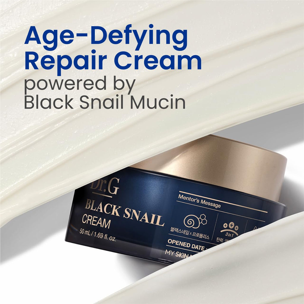 Dr. G Black Snail Cream - Korean Skincare with Snail Mucin - Anti-Aging Face Cream for Fine Lines - Firming Lotion for Skin Elasticity - Moisturizer for Skin Dullness - Deep Nourishment - 1.69 fl oz