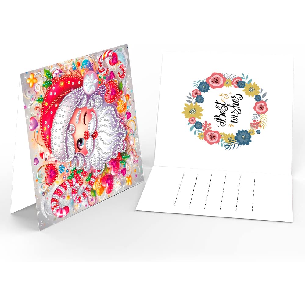 ACSAUMMY Diamond Art Painting Christmas Cards, 12 Pack DIY 5D Diamond Greeting Cards Kits for Adults Diamond Xmas Greeting Cards with Envelopes Gem Christmas Gift for Families, Friends, Partners