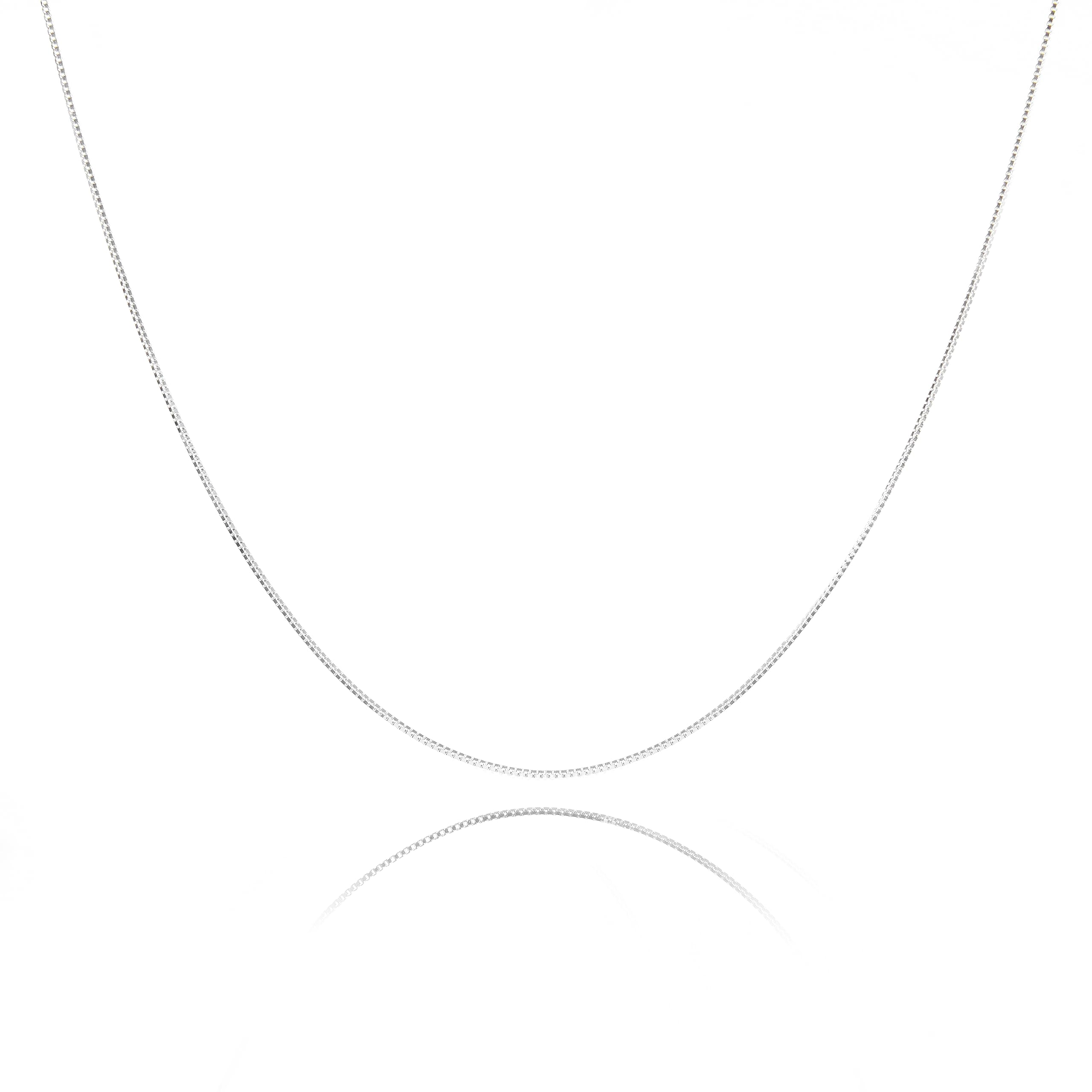 NAG.HC 925 Sterling Silver Necklace 0.8MM Delicate Box Chain - Italian Necklace Chain - Tiny&Thin&Strong -Friendly Price & Quality(24",silver)