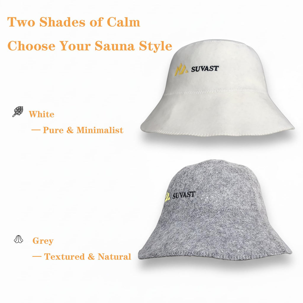 suvast 100% Wool Sauna Cap, Natural Felt Heat-Resistant Cap for Steam Room & Spa, Nordic Minimalist Design with Cotton Gift Bag, Sauna Accessories for Men & Women(US, Numeric, 0, Gray)