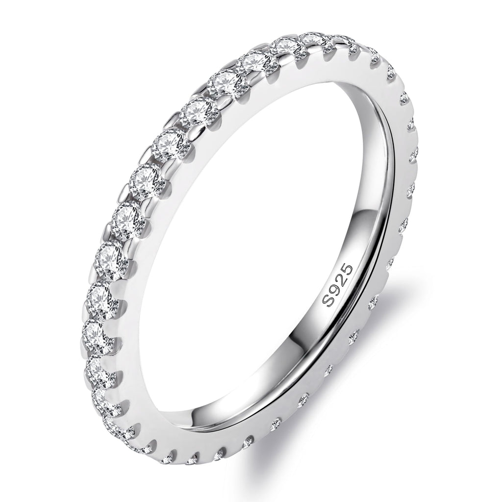 Delzzad Moissanite Wedding Band for Women, Full Eternity Stackable Ring
