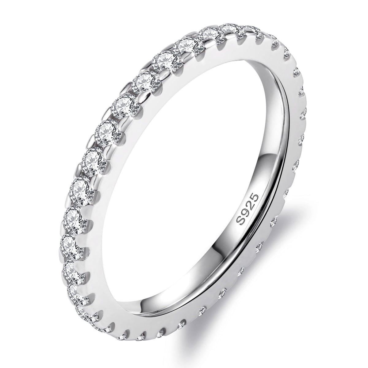 Delzzad Moissanite Wedding Band for Women, Full Eternity Stackable Ring