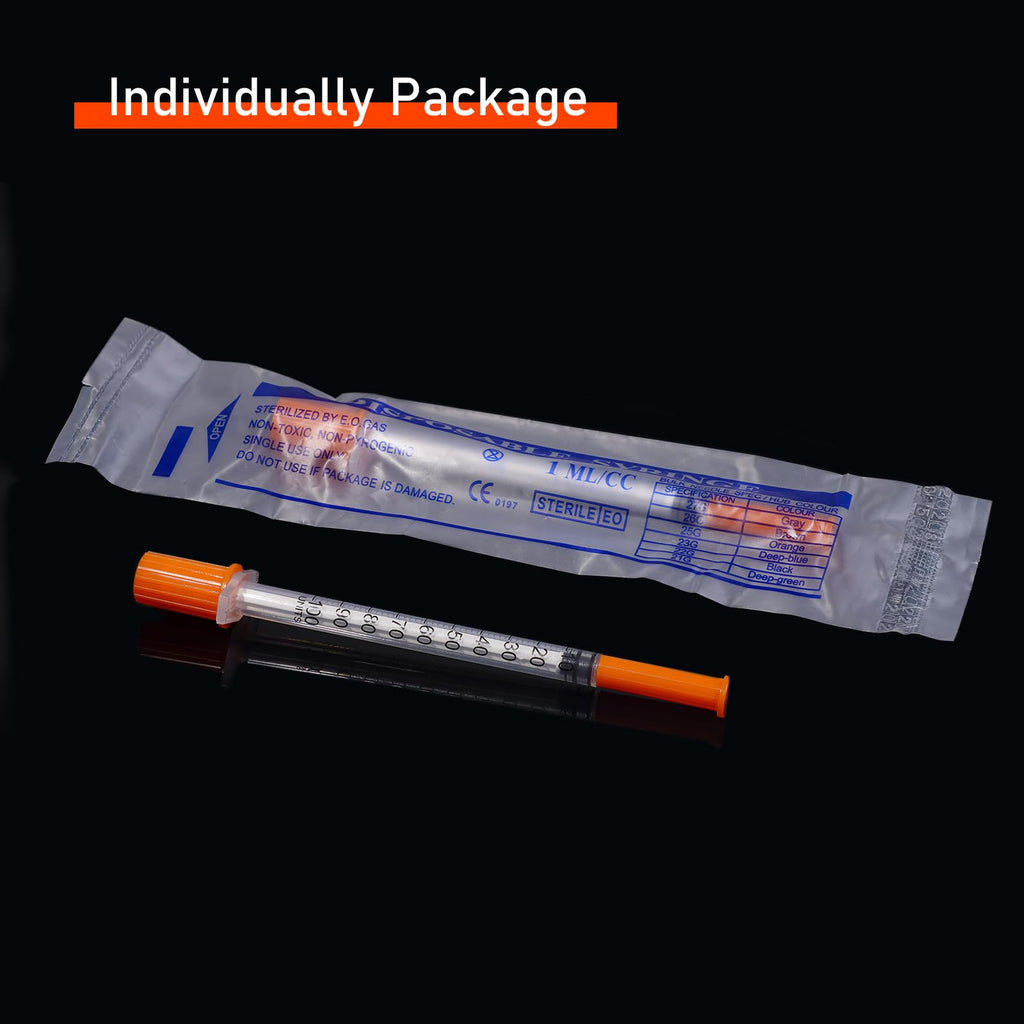 1ml 31G 1/4" 6mm Syringe, 1cc Syringes, Individually Wrapped, Pack of 100