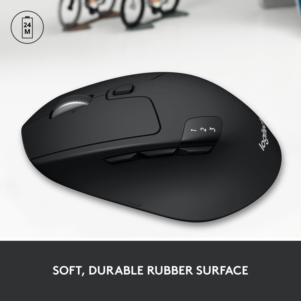 Logitech M720 Triathalon Full Size Multi-Device Wireless Mouse - Black