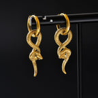 NewHuajiava 18K Gold Plated Snake Earrings Hypoallergenic for Sensitive Ear