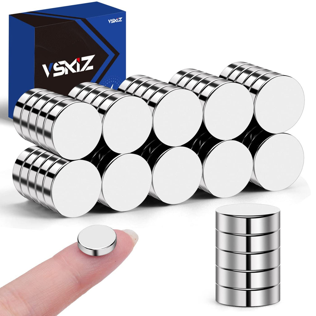 VSKIZ 50 Pcs Neodymium Magnets, 10x3mm Tiny Round Disc Refrigerator Magnets