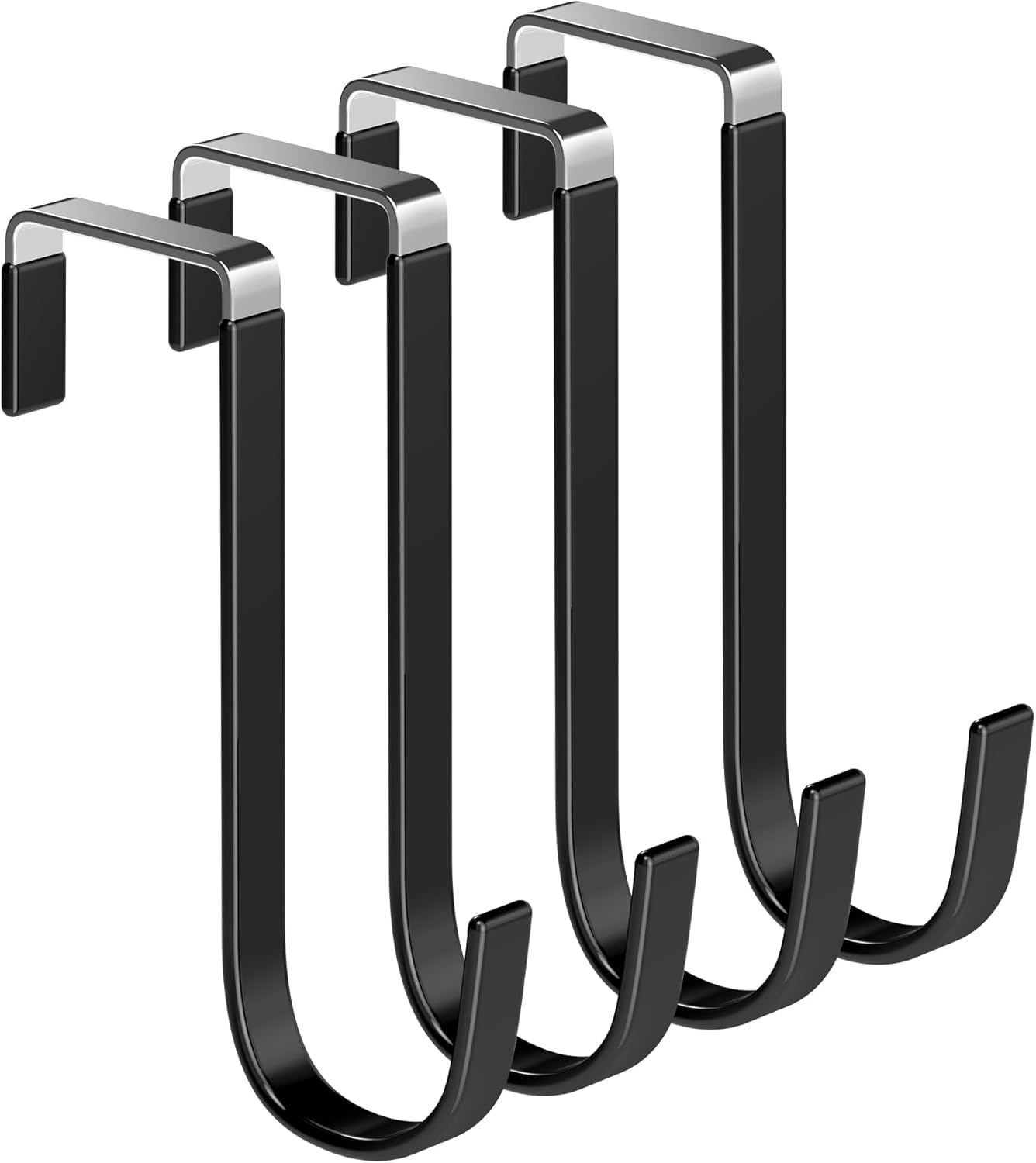 Mars-Rock Single Over Door Steel Hooks 4 Pack Fit 1-3/8" Door 5.5" Black
