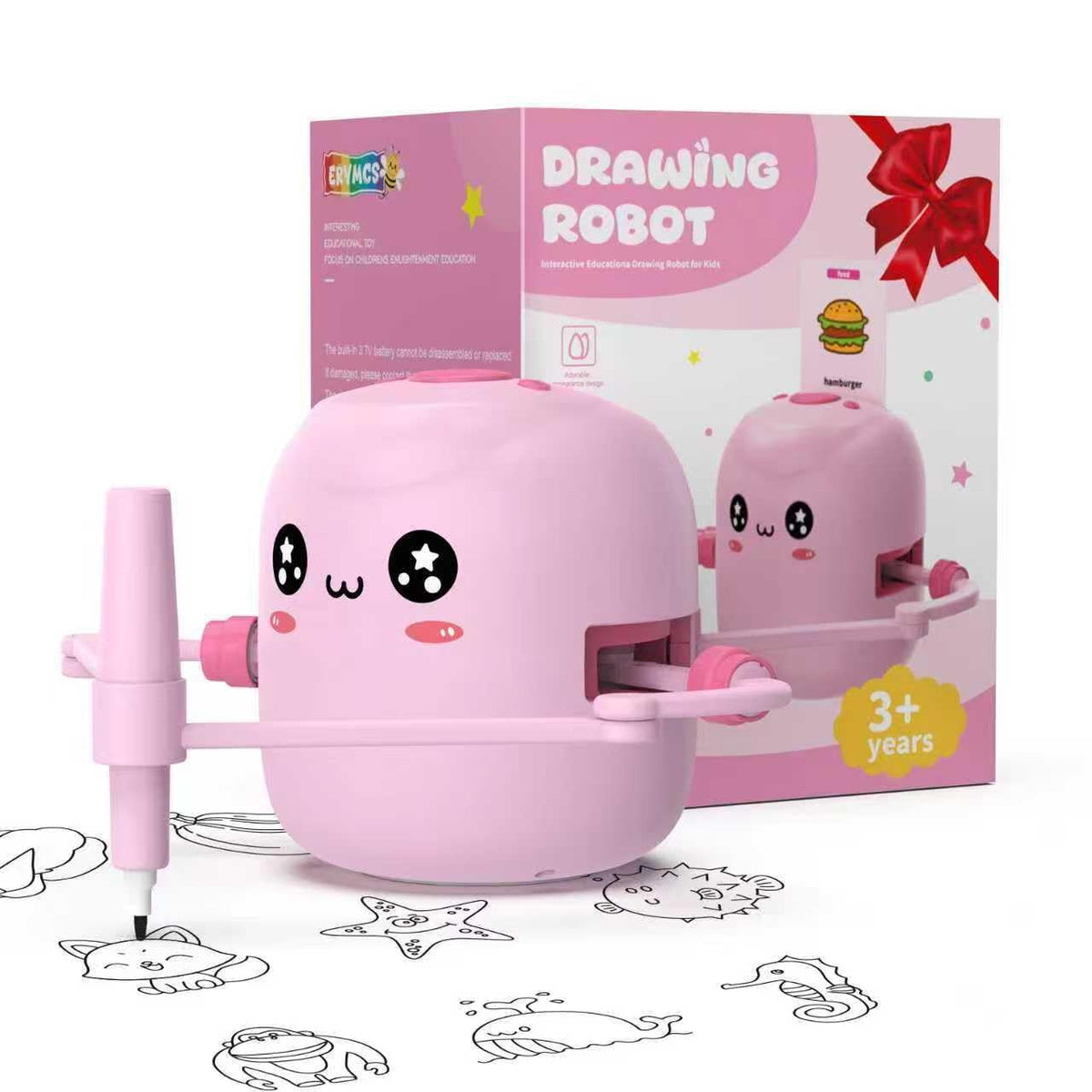 Drawing Robot for Kids, Voice Interactive Educational Drawing Robot, Montessori Painting Learning Toys with 150 Cards, Christmas Birthday Party Gift for 3 4 5 6 7 8 Years Old Girls Boys