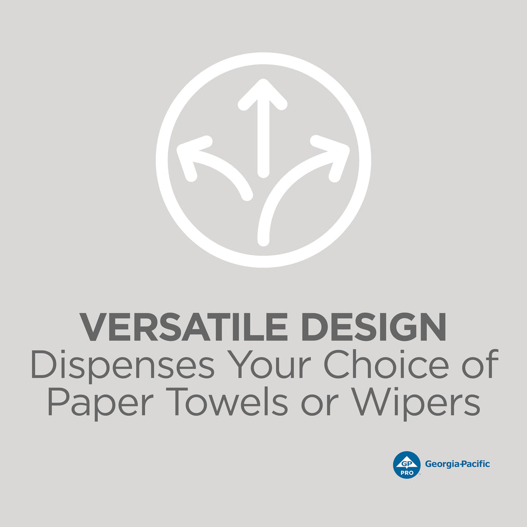 Universal Centerpull Paper Towel and Wiper Dispenser by GP PRO (Georgia-Pacific), Black, 54050, 10.25” W x 10.75” D x 12.625” H, 1 Dispenser
