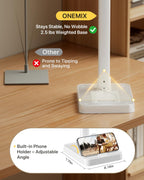 ONEMIX 42" LED Desk Lamp for Home Office, Eye-Caring Desk Light with Adjustable 4-Segment Bar, 1800LM Bright, Remote, Architect Table Lamp with Base for Dual Monitors, Reading, Study, Workbench(White)