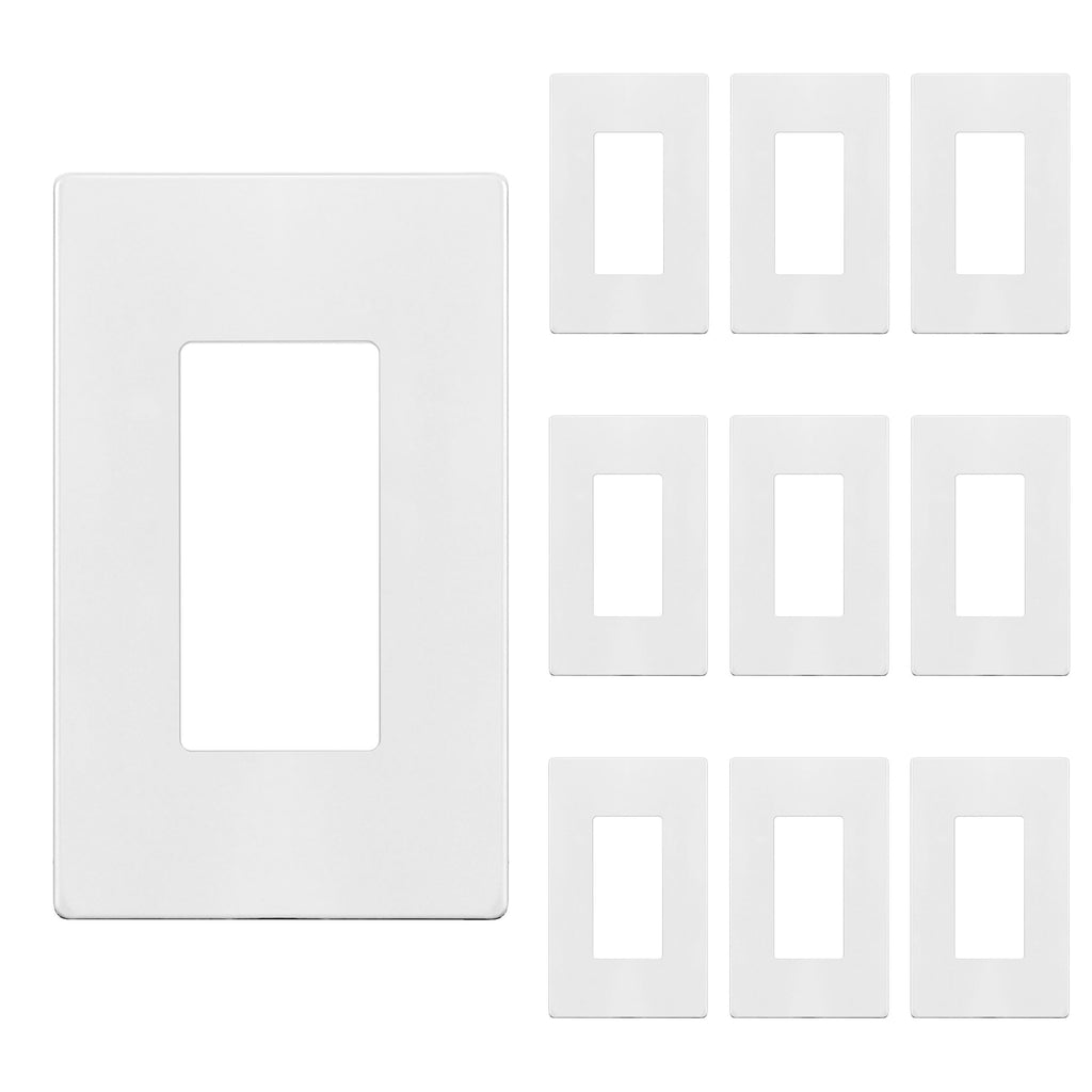 ENERLITES Screwless Decorator Wall Plate Child Safe Outlet Cover, Size 1-Gang 4.68" H x 2.93" L, Polycarbonate Thermoplastic, SI8831-W-10PCS, White (10 Pack)