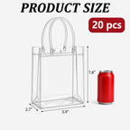 MAQIHAN Clear PVC Gift Bags with Handles - 20PCS Small Party Favor Bags Transparent Party Favour Plastic Gift Bag Tote Goodie Bag Bulk Pvc Plastic Bags with Handles for Gifts(Small Size 5.9 x 7.8 In)