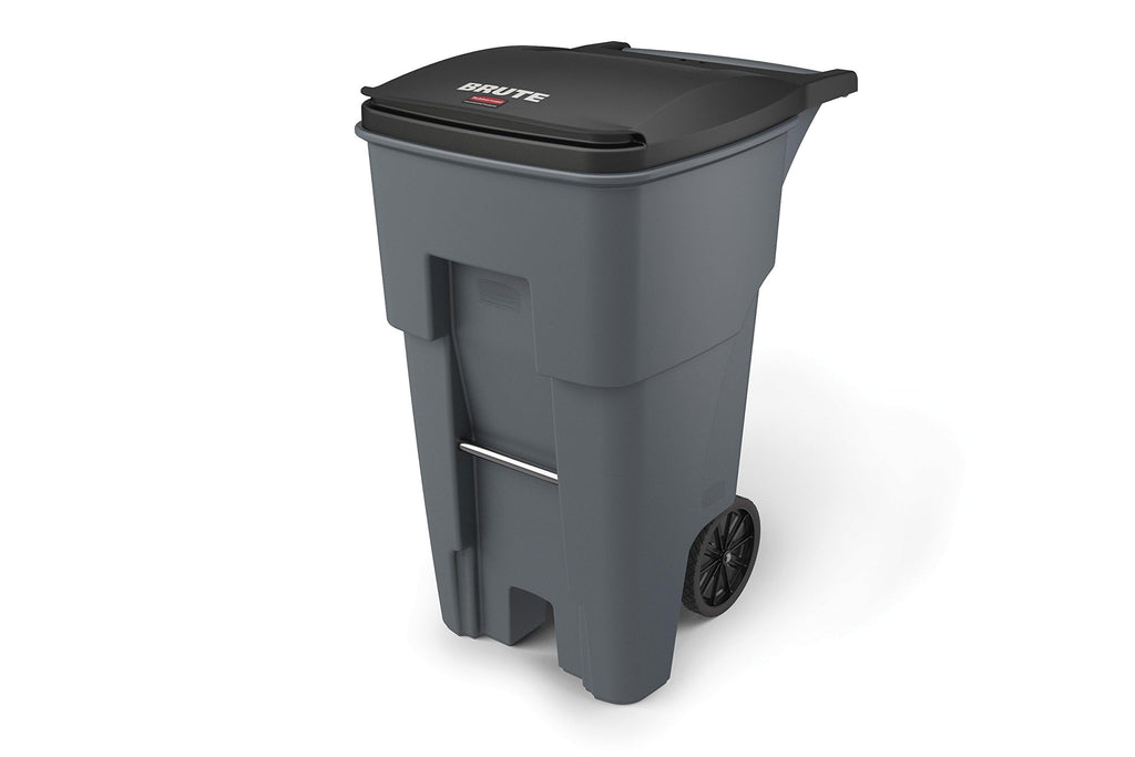 Rubbermaid Commercial Products BRUTE Rollout Plastic Trash/Garbage Can/Bin with Wheels 65 Gal for Restaurants/Hospitals/Offices/Back of House/Warehouses/Home