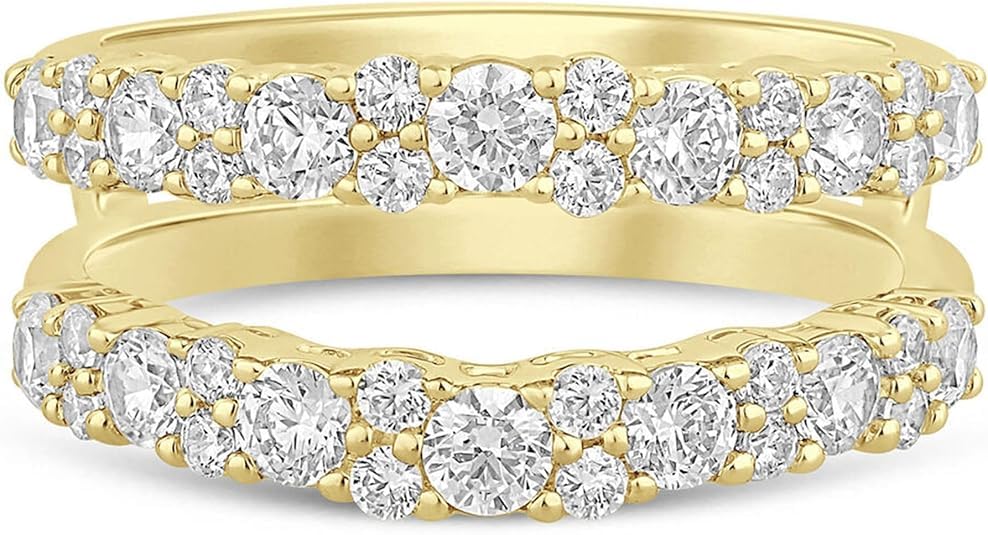 Drizzle Jewels 3.00Ct Round Cut Lab Created Diamond Wrap Enhancer Guard Wedding Band Ring, 14K Yellow Gold Finish (Yellow, 4.25)