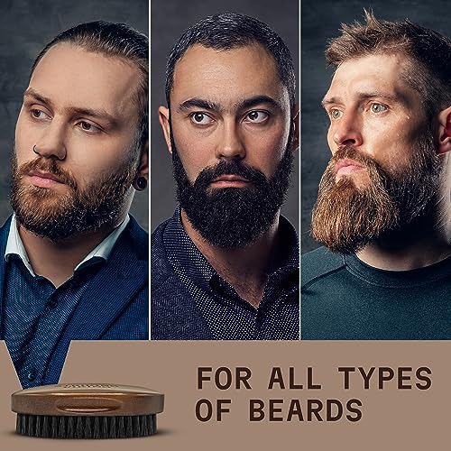 Striking Viking Boars Hair Beard Brush for Men - 4.2" Ergonomic Design with Naturally Derived Beach Wood - For Men's Beard & Mustache Care