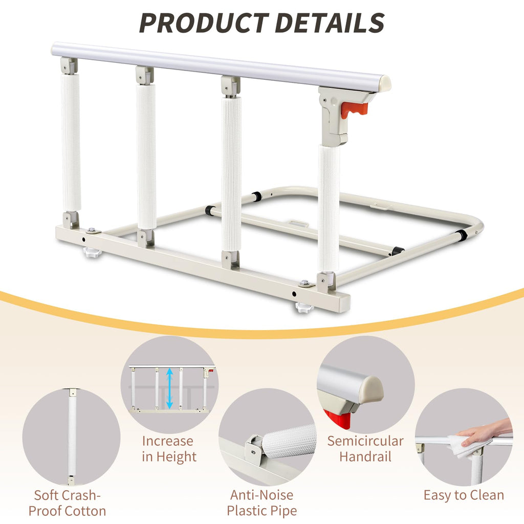 FAYITING Bed Rails for Elderly Adults Safety, Folding Bed Assist Rails for Seniors, Bed Handle Bedside Assist Guard Rails for Adults, Fall Prevention Safety with Collapsible Bedrails, 37x20