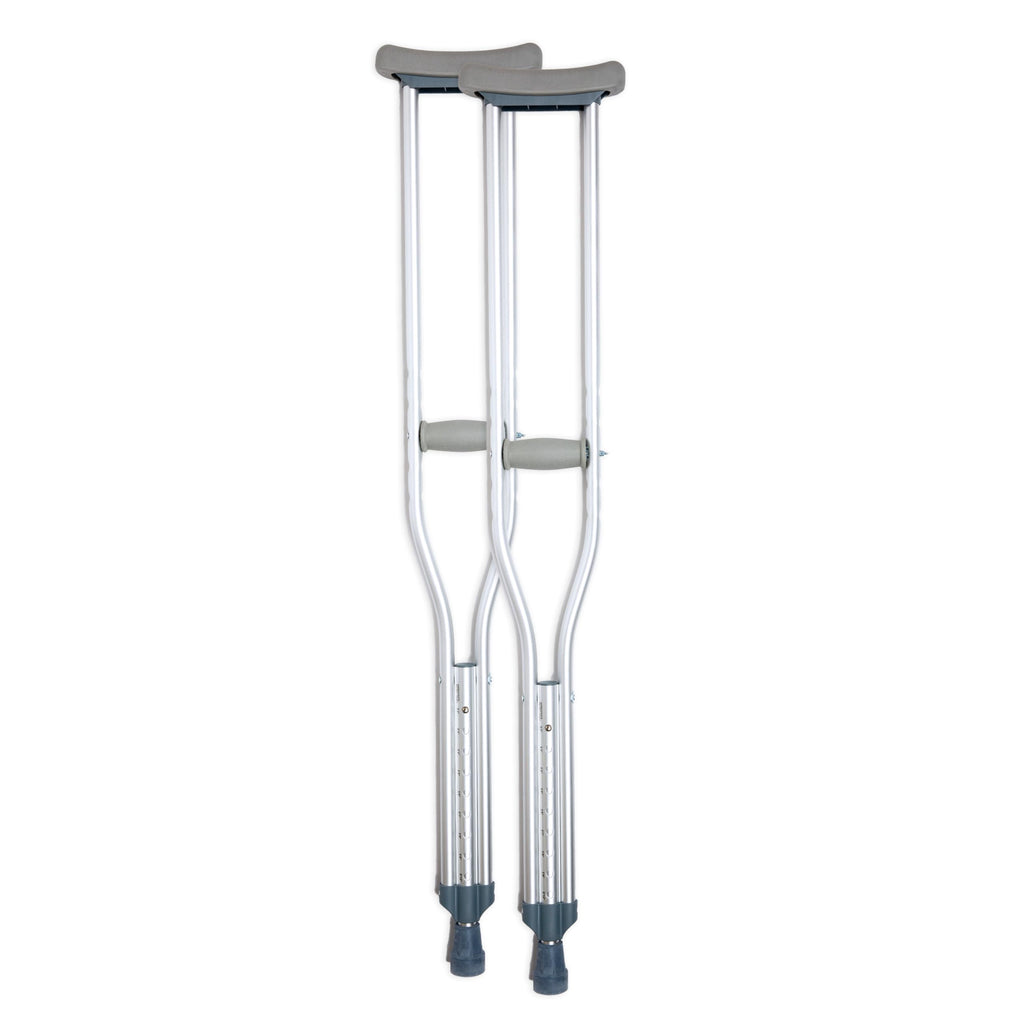 BodyMed Aluminum Crutches, Tall (Pair) - Adjustable Height (5'10" - 6'6"), Lightweight Design, Padded Underarm Cushions & Hand Grips, Non-Slip Rubber Tips - Supports Up to 300 Pounds