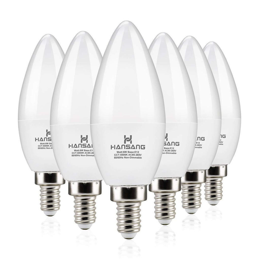 hansang E12 LED Ceiling Fan Light Bulbs 60W Equivalent 5000K Daylight