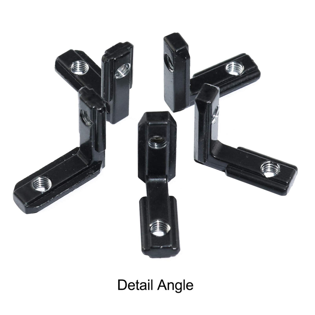 BLCCLOY 20Pcs 2020 Aluminum Extrusion Black Corner Bracket T Slot Inside L Shape Joint Angle Hardware Connector with Screws for 20 Series 20/20 2040 V Slot Extruded Aluminum Profile
