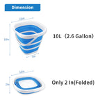 2 Pack Collapsible Buckets 10L 2.6 Gallon Cleaning Bucket Mop Bucket Folding Foldable Portable Small Plastic Water Supplies for Outdoor Garden Camping Fishing Car Wash Space Saving Square Grey Blue