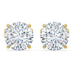 14K Yellow Gold 1.0 Carat Round Shape LAB GROWN Diamond IGI Certified Stud Earrings for women 4 Prong Push Back (E/F Color VS2/SI1 CLARITY)